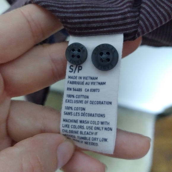 American Eagle Men's Slim Fit Pinstripe Purple Button Down Shirt Size Small - Picture 9 of 9